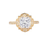 Peony Cushion Cut Lab Grown Diamond Engagement Ring in 18K Gold - GEMNOMADS