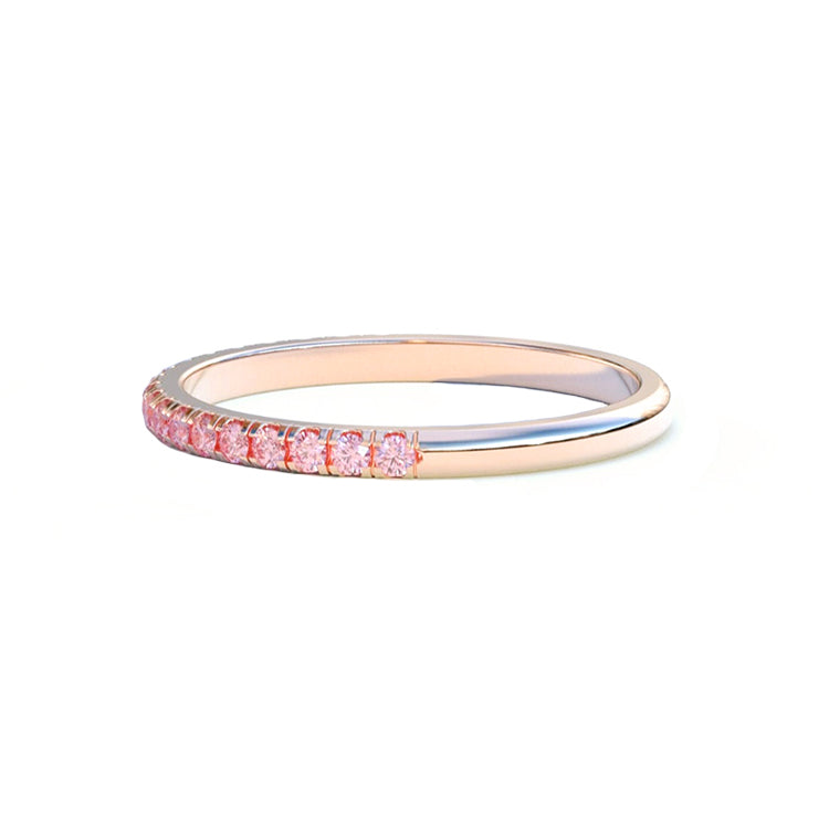 Pink Natural Diamond Half Eternity Wedding Ring