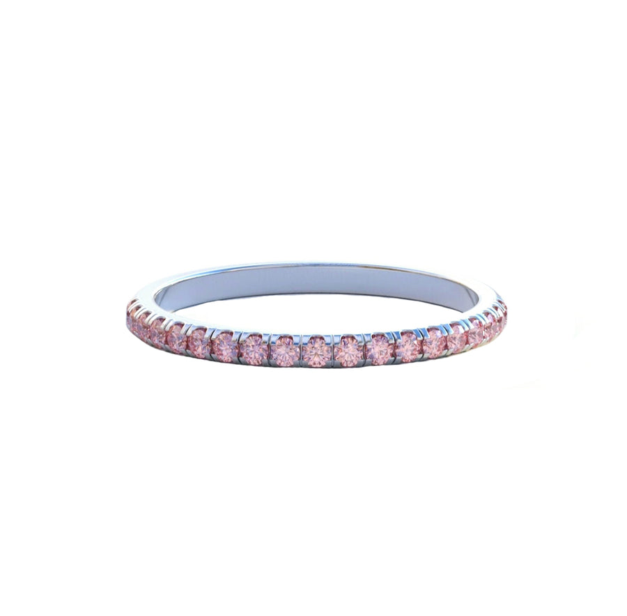 Pink Natural Diamond Half Eternity Wedding Ring