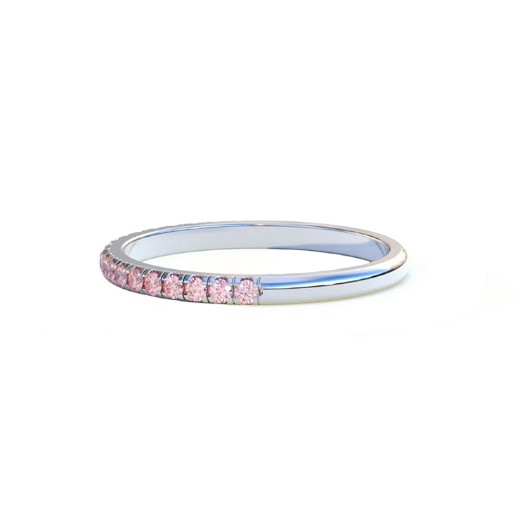 Pink Natural Diamond Half Eternity Wedding Ring