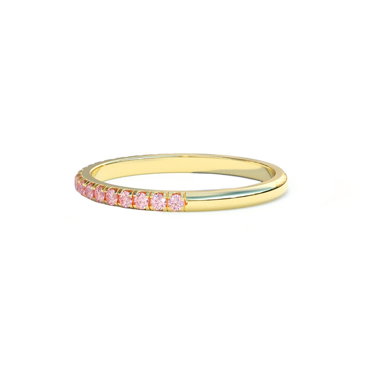 Pink Natural Diamond Half Eternity Wedding Ring