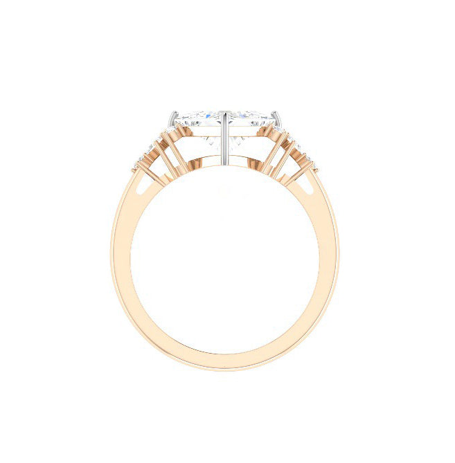Bonnie Vintage Cluster 2 Carat Princess Lab Grown Diamond Engagement Ring in 18K Gold