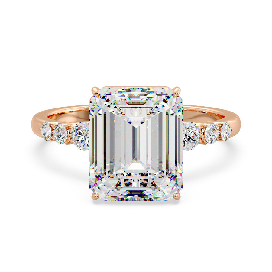 Elara 5 Carat Emerald Cut Lab Created Diamond Engagement Ring in 18K Gold