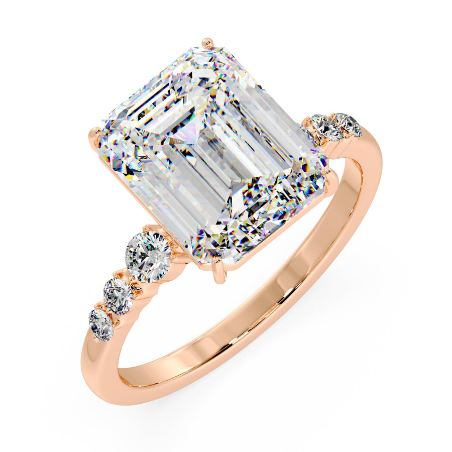 Elara 1 Carat Emerald Cut Lab Grown Diamond Engagement Ring in 18K Gold