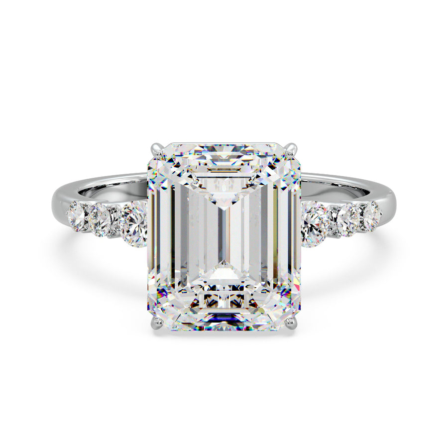 Elara 5 Carat Emerald Cut Lab Created Diamond Engagement Ring in 18K Gold