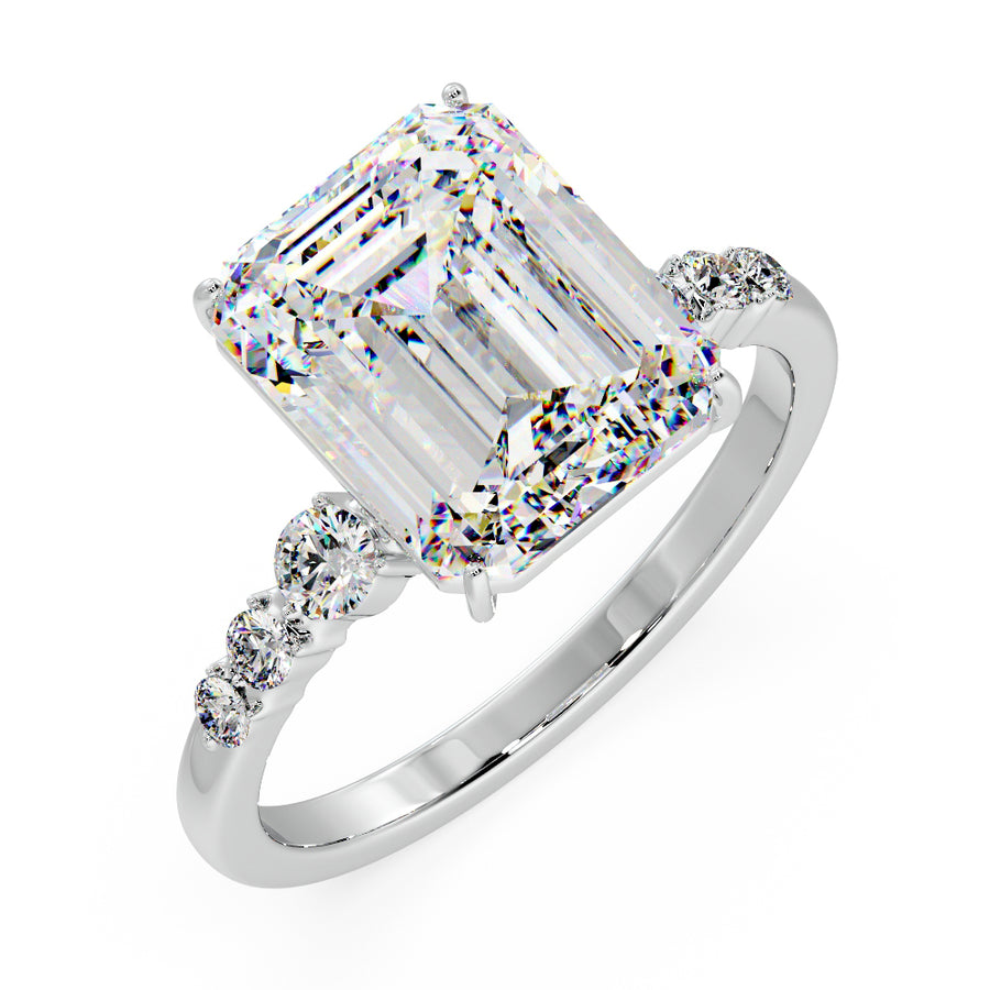 Elara 5 Carat Emerald Cut Lab Created Diamond Engagement Ring in 18K Gold