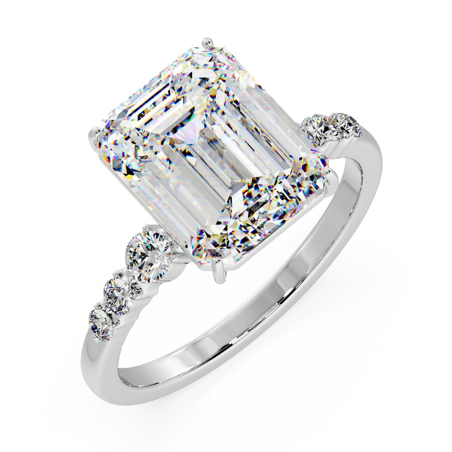 Elara 1 Carat Emerald Cut Natural Diamond Engagement Ring in 18K Gold - GEMNOMADS