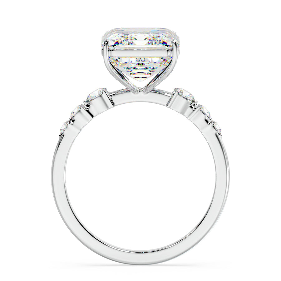 Elara 1 Carat Emerald Cut Natural Diamond Engagement Ring in 18K Gold - GEMNOMADS