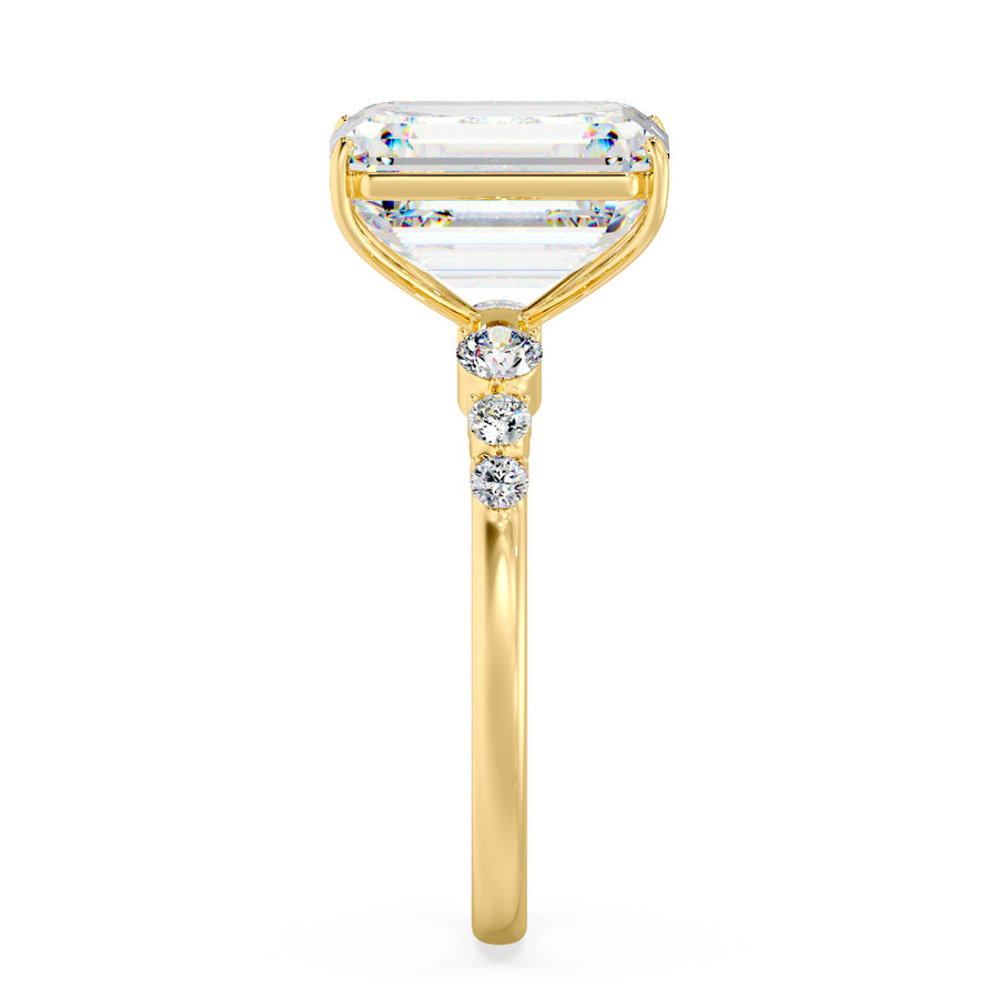 Elara 1 Carat Emerald Cut Lab Grown Diamond Engagement Ring in 18K Gold