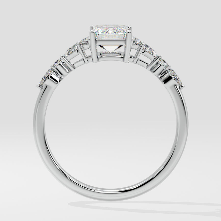 Vintage Art Deco 2 Carat Emerald Lab Grown Diamond Engagement Ring in 18K Gold