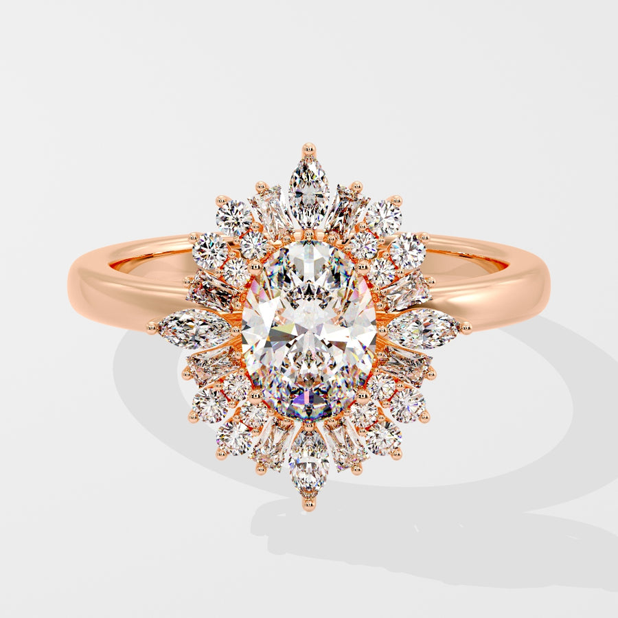 Vienna Art Deco 1 Carat Lab Grown Diamond Engagement Ring in 18K Gold
