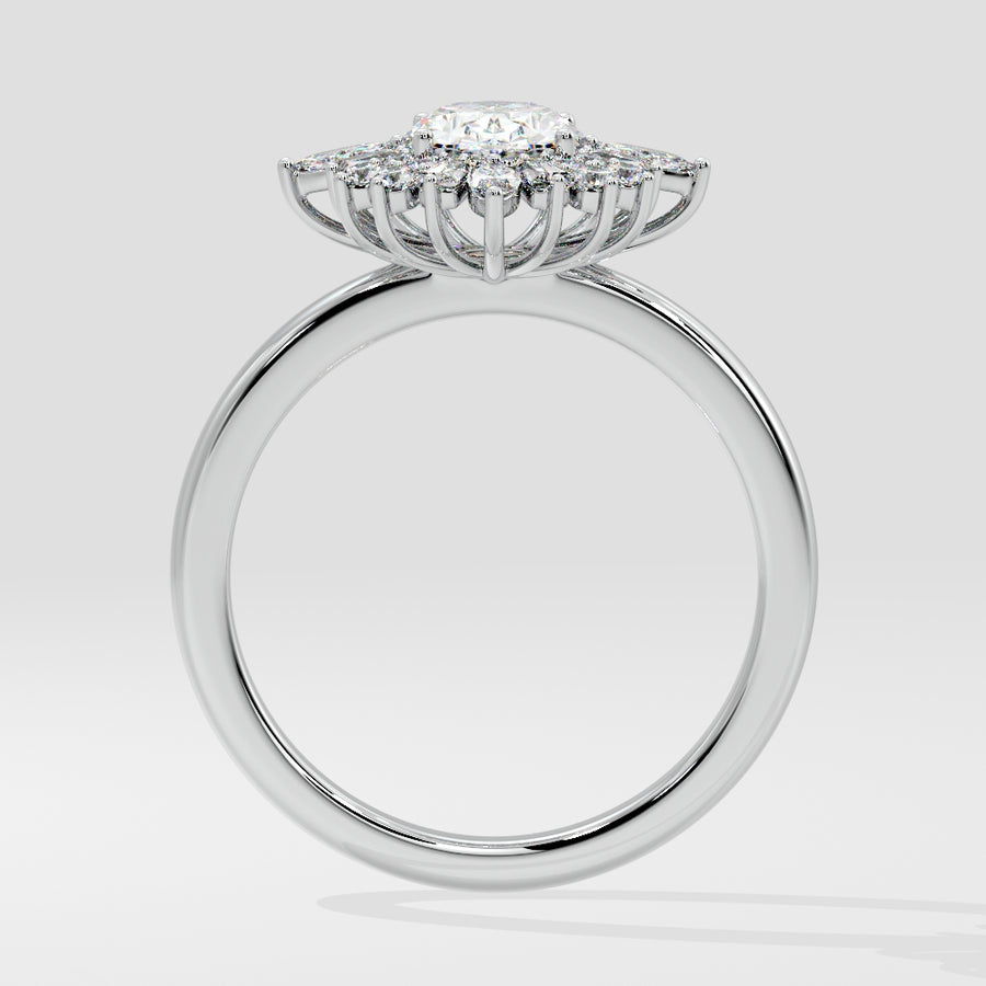 Art Deco 1 Carat Lab Grown Diamond Engagement Ring in 18K Gold Side View
