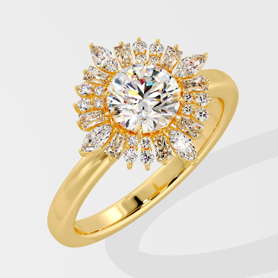 Vienna Art Deco 1 Carat Lab Grown Round Diamond Engagement Ring in 18K Gold