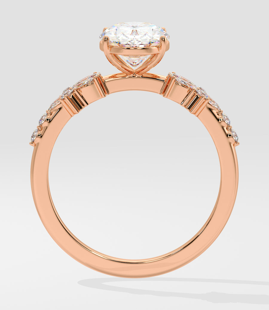 Alice 2 Carat Oval Natural Diamond Engagement Ring in 18K Gold