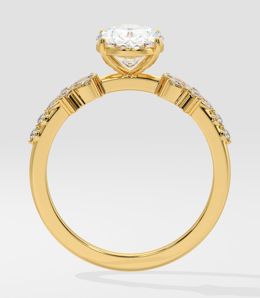 Alice 2 Carat Oval Lab Grown Diamond Engagement Ring in 18K Gold