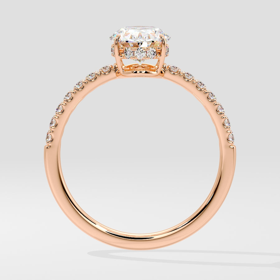 2 Carat Low Profile Pave Natural Diamond Engagement Ring in 18K Gold