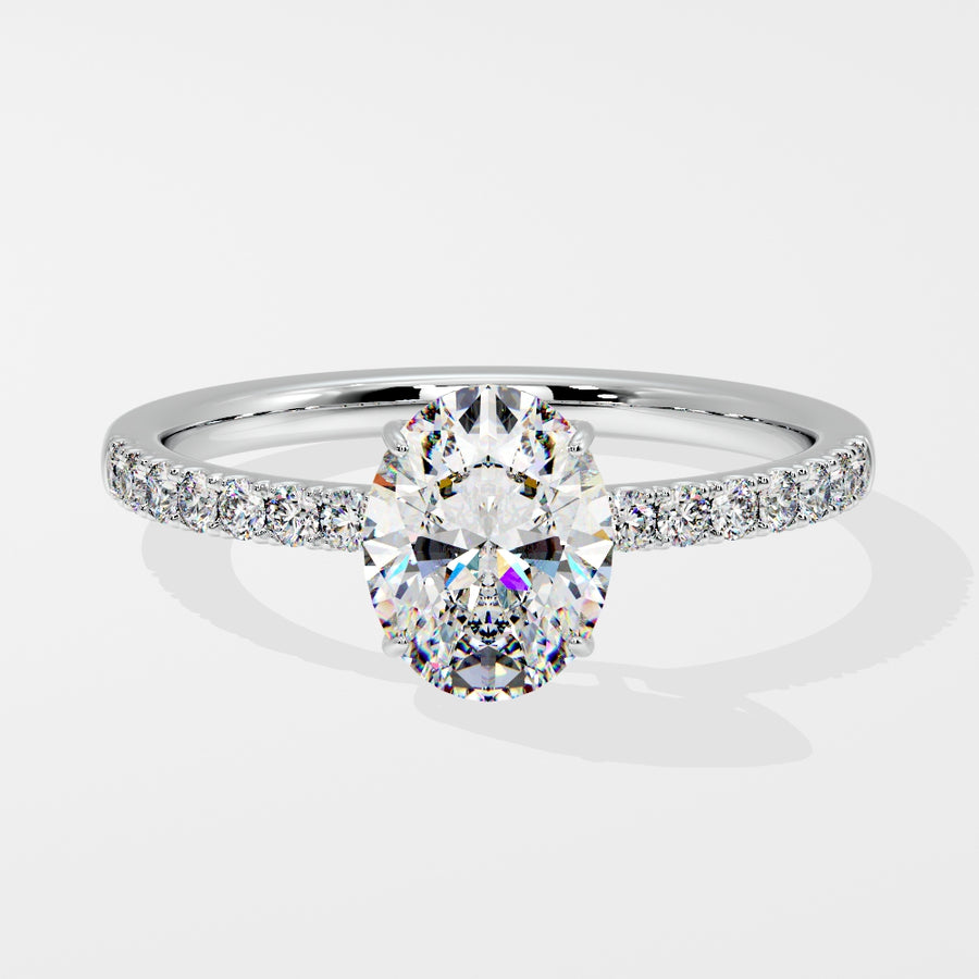 2 Carat Low Profile Pave Natural Diamond Engagement Ring in 18K Gold