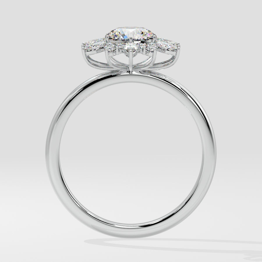 Camilla Floral Natural Diamond Engagement Ring in 18K Gold