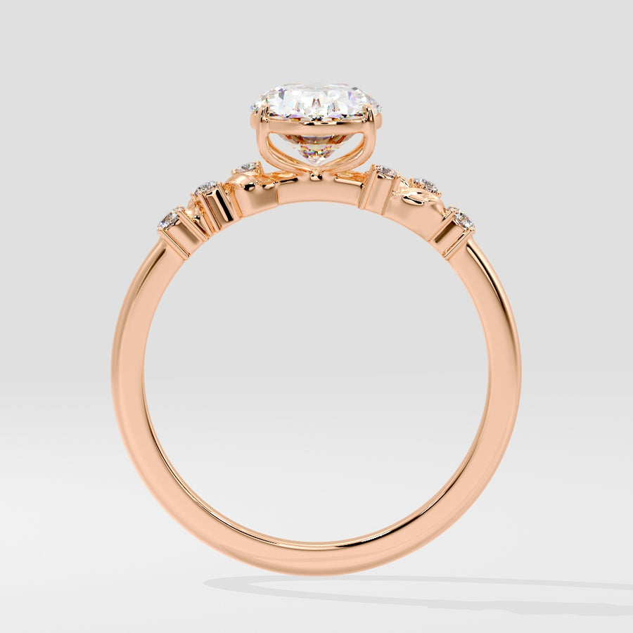 Foliage 2 Carat Oval Lab Grown Diamond Engagement Ring in 18K Gold