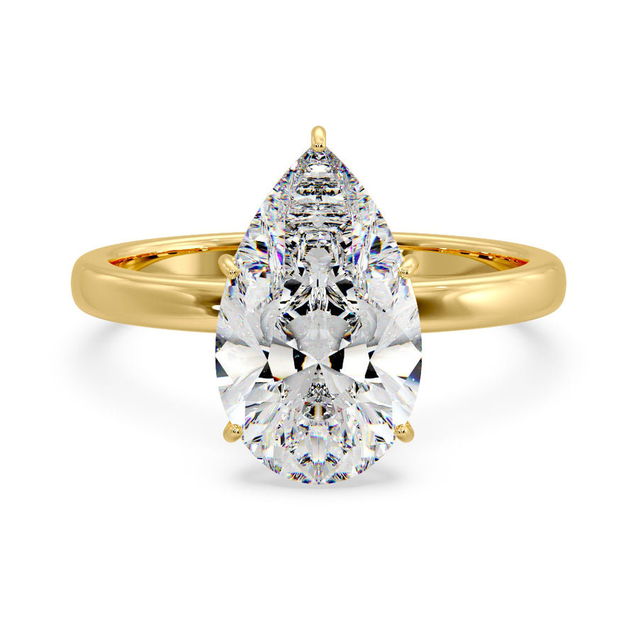 5 Carat Solitaire Pear Lab Grown Diamond Engagement Ring in 14K Gold