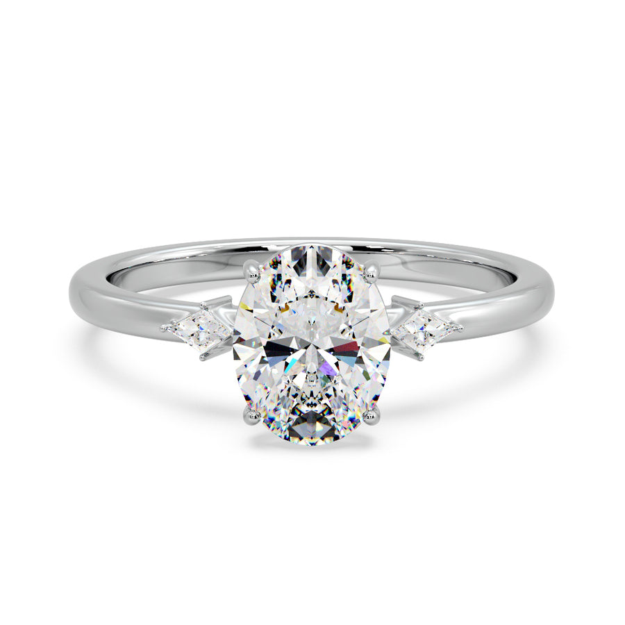 Lucia 2 Carat Oval Diamond Engagement Ring in 18K Gold