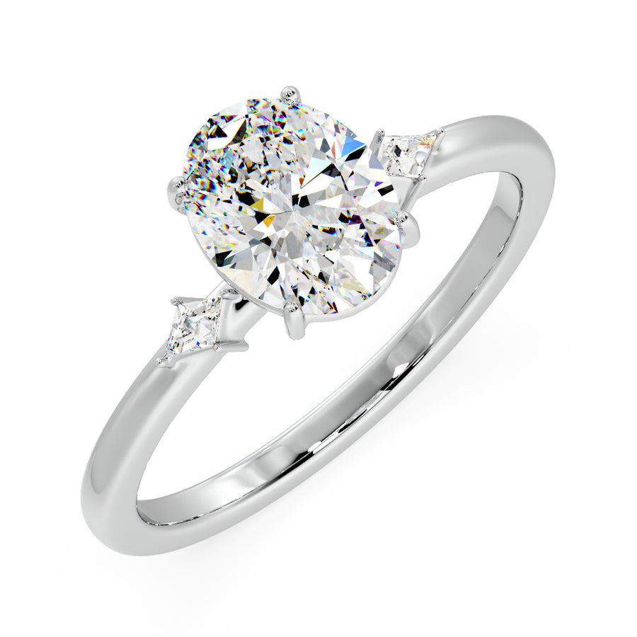 Lucia 2 Carat Oval Diamond Engagement Ring in 18K Gold