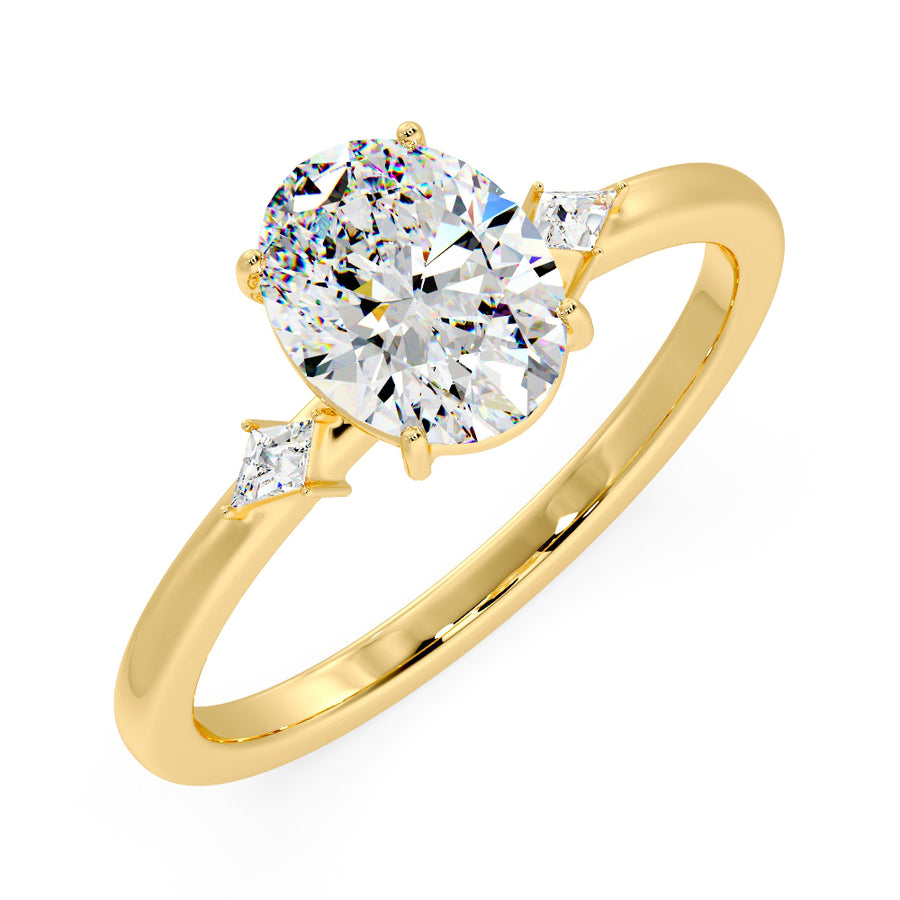 Lucia 2 Carat Oval Diamond Engagement Ring in 18K Gold