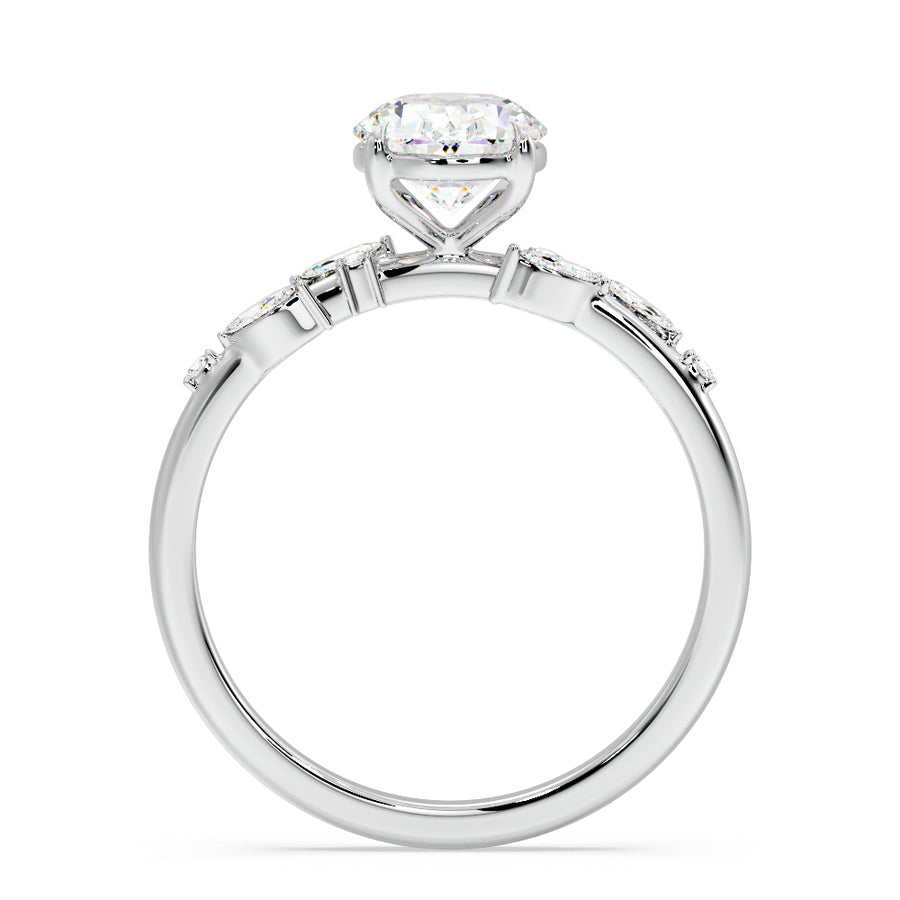 Elena Nature Inspired 2 Carat Oval Lab Grown Diamond Engagement Ring in 18K Gold