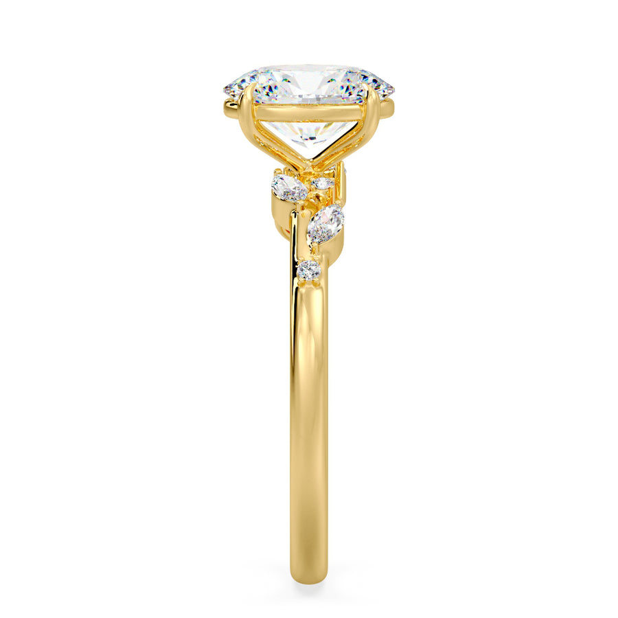 Elena Nature Inspired 2 Carat Oval Lab Grown Diamond Engagement Ring in 18K Gold