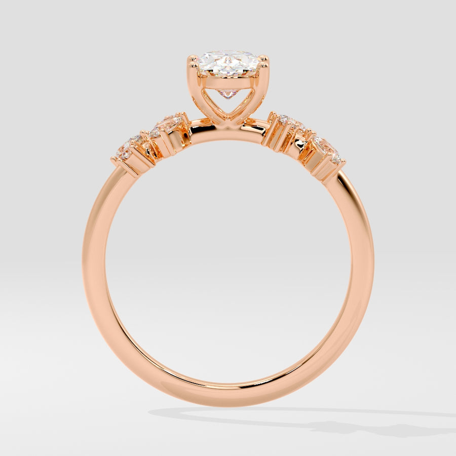 Whimsical Garden 2 Carat Lab Grown Oval Diamond Engagement Ring in 18K Gold