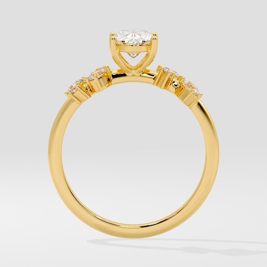Whimsical Garden 1 Carat Lab Grown Oval Diamond Engagement Ring in 18K Gold