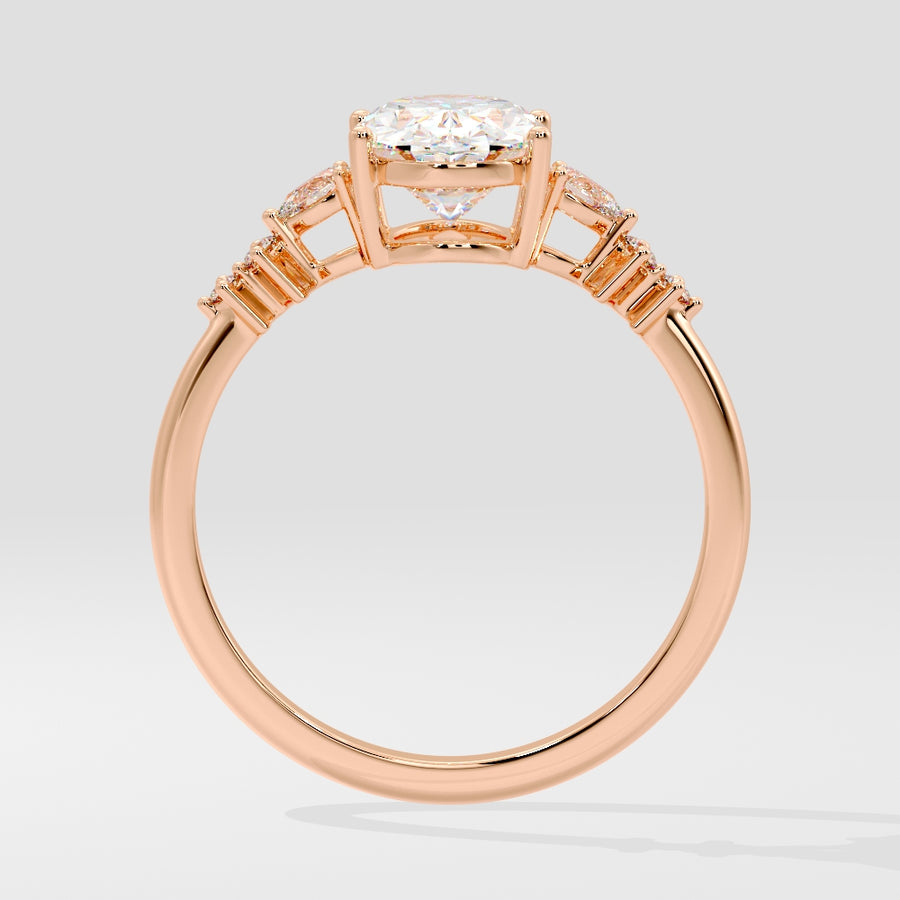 Seven Stone Oval Lab Diamond Engagement Ring in 18K Gold