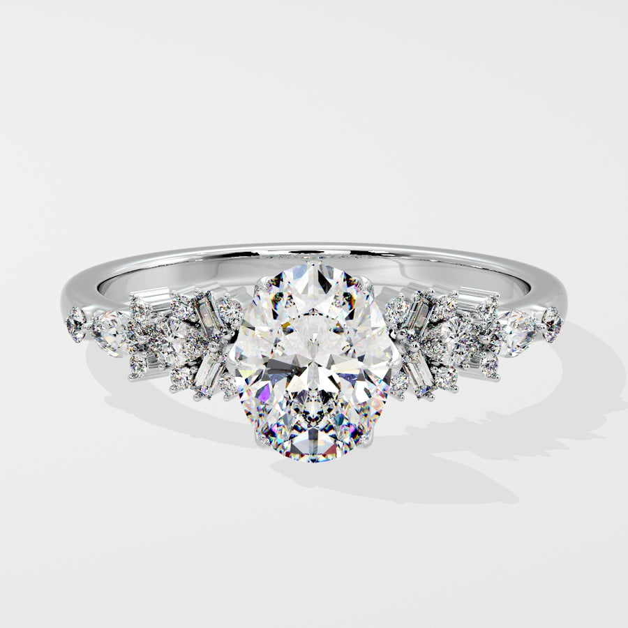 Fiora 3 Carat Oval Lab Grown Diamond Engagement Ring in 18K Gold