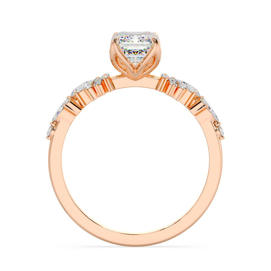 Fiora 2 Carat Emerald Cut Lab Grown Diamond Engagement Ring in 18K Gold