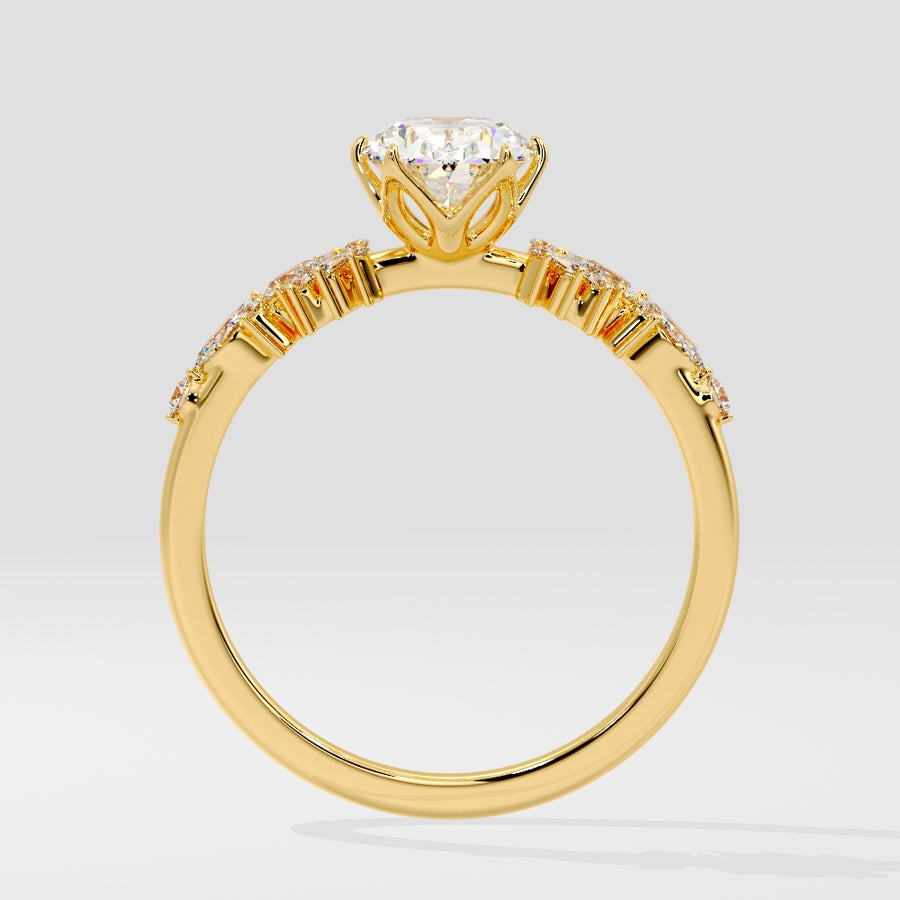 Fiora 2 Carat Oval Natural Diamond Engagement Ring in 18K Gold