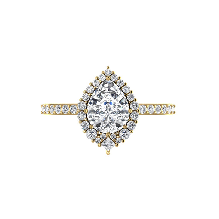 2 carat pear halo diamond engagement ring yellow gold