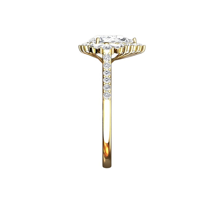 Art Deco 2 Carat Natural Pear Diamond Engagement Ring in 18K Gold