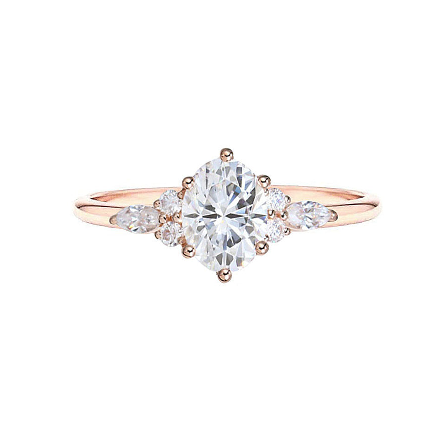 Rhea 2 Carat Natural Oval Diamond Engagement Ring in 18K Gold