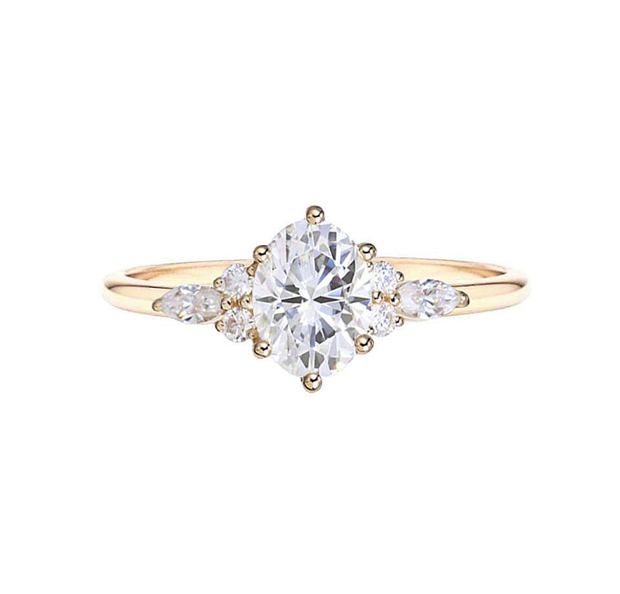 Rhea 2 Carat Oval Lab Grown Diamond Engagement Ring in 18K Gold