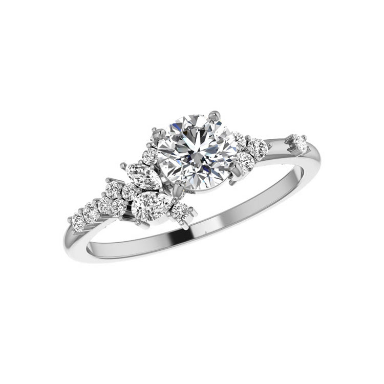 Amora Cluster Round Natural Diamond Engagement Ring