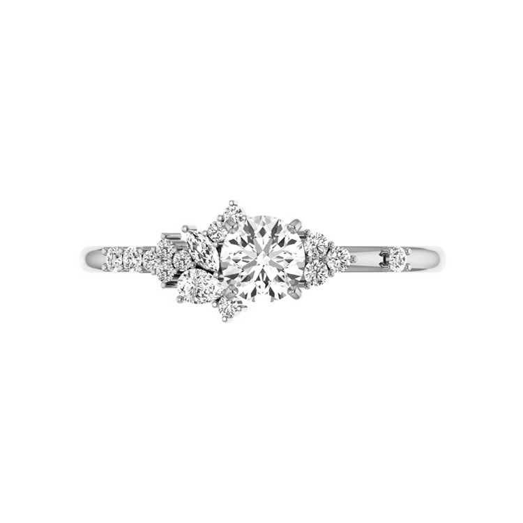 Amora Cluster Round Natural Diamond Engagement Ring