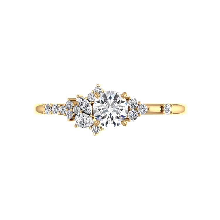 Amora Cluster Round Lab Grown Engagement Diamond Ring