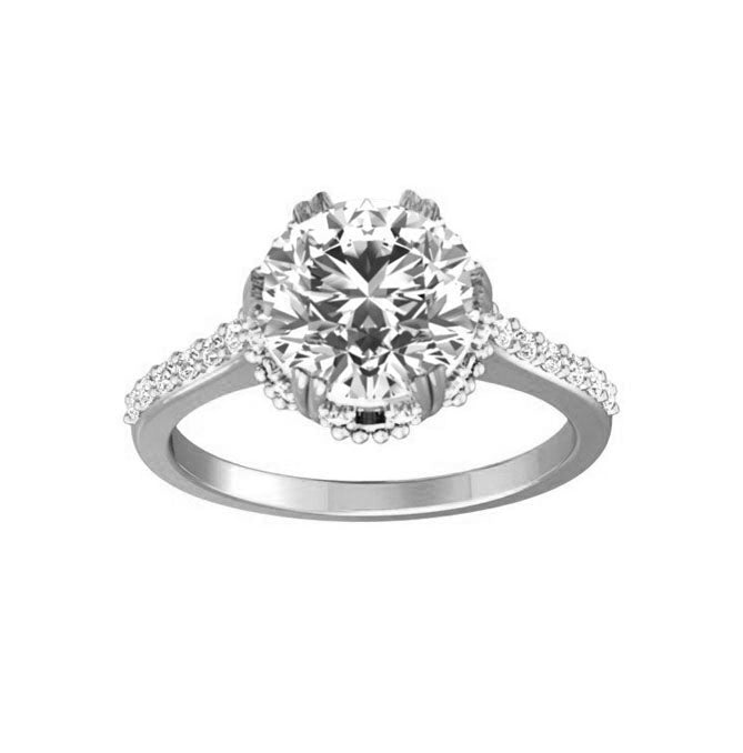 2 Carat Double Prong Natural Round Diamond Engagement Ring in 18K Gold