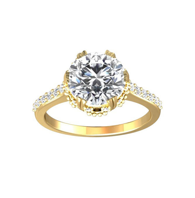 2 Carat Double Prong Lab Grown Round Diamond Engagement Ring in 18K Gold