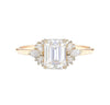 Floral Cluster Emerald Cut Lab Grown Diamond Engagement Ring in 18K Yellow Gold