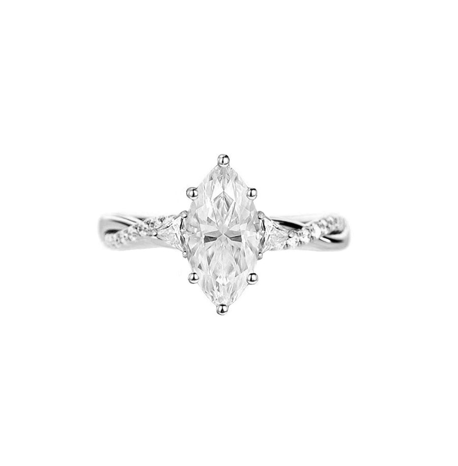 Serenity Marquise Natural Diamond Engagement Ring in 18K Gold