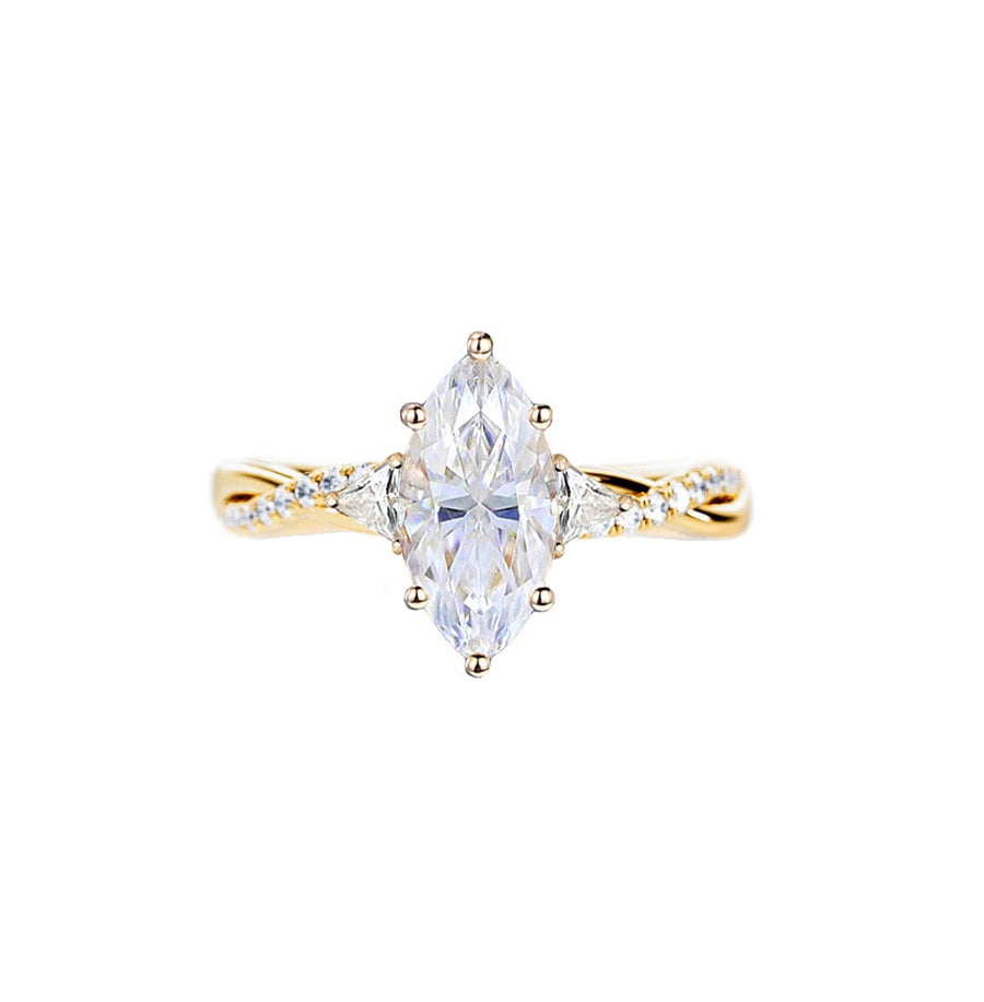 Serenity Marquise Natural Diamond Engagement Ring in 18K Gold
