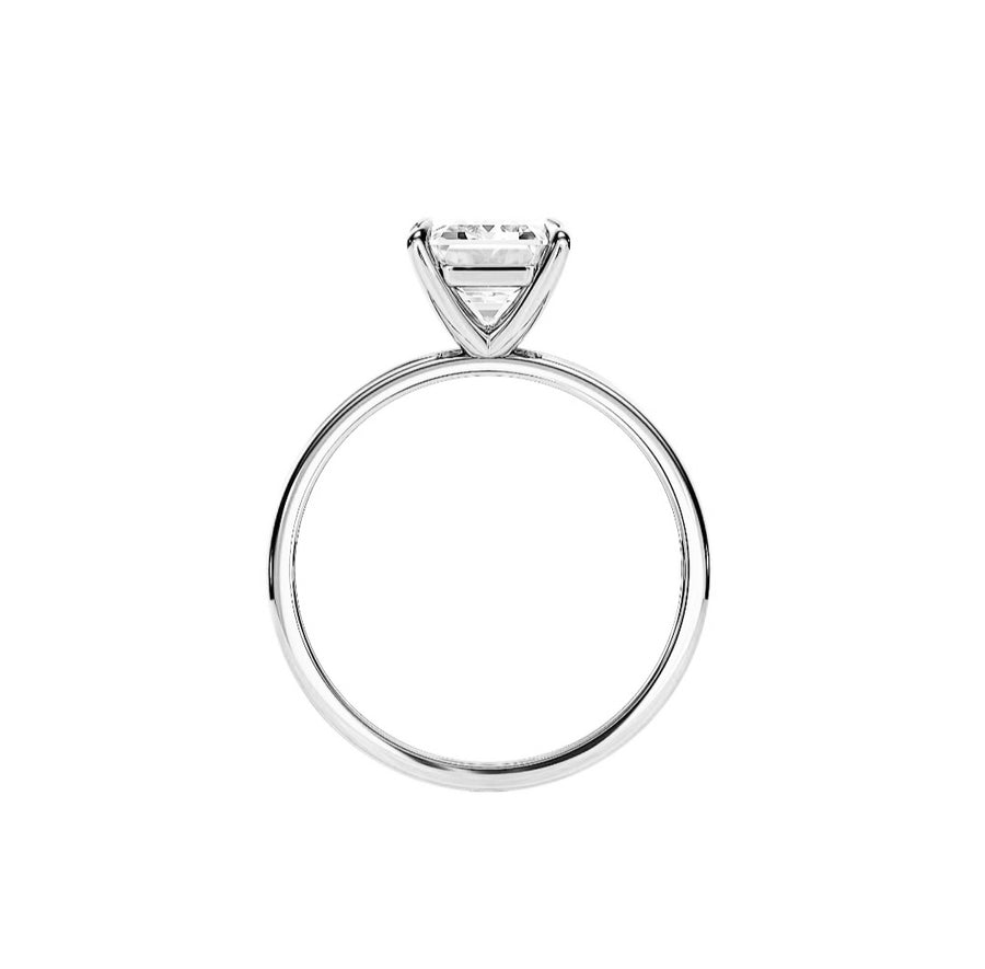 2 Carat Emerald Cut Lab Grown Diamond Engagement Ring in 18K White Gold