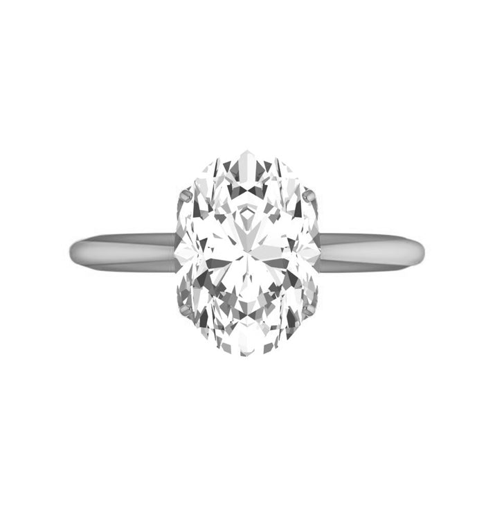 Studded Petal Prong 3 Carat Lab Grown Oval Engagement Ring