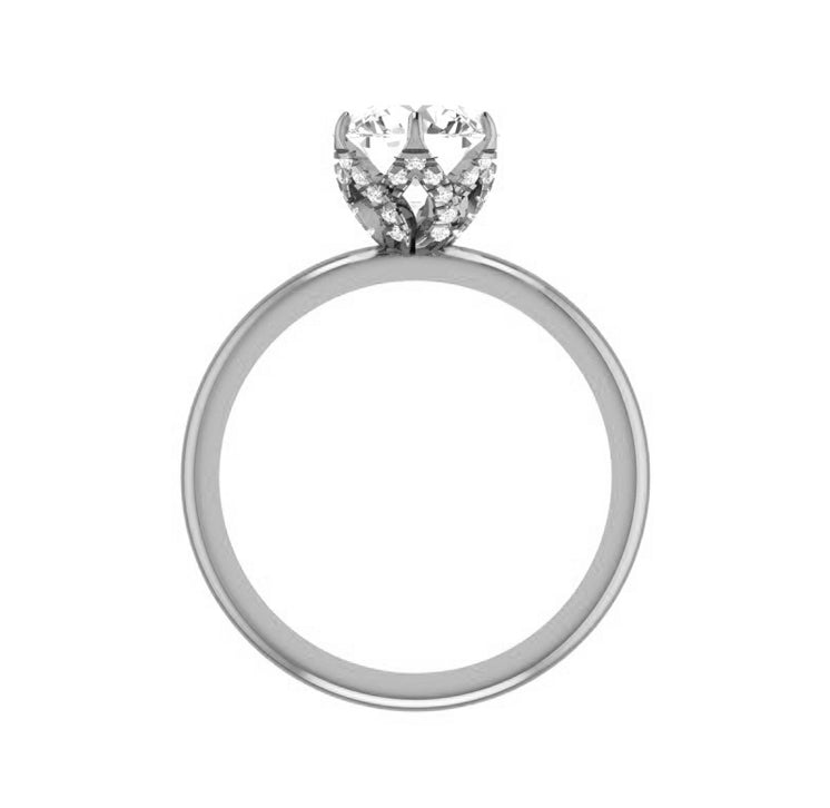 Studded Petal Prong 3 Carat Lab Grown Round Engagement Ring